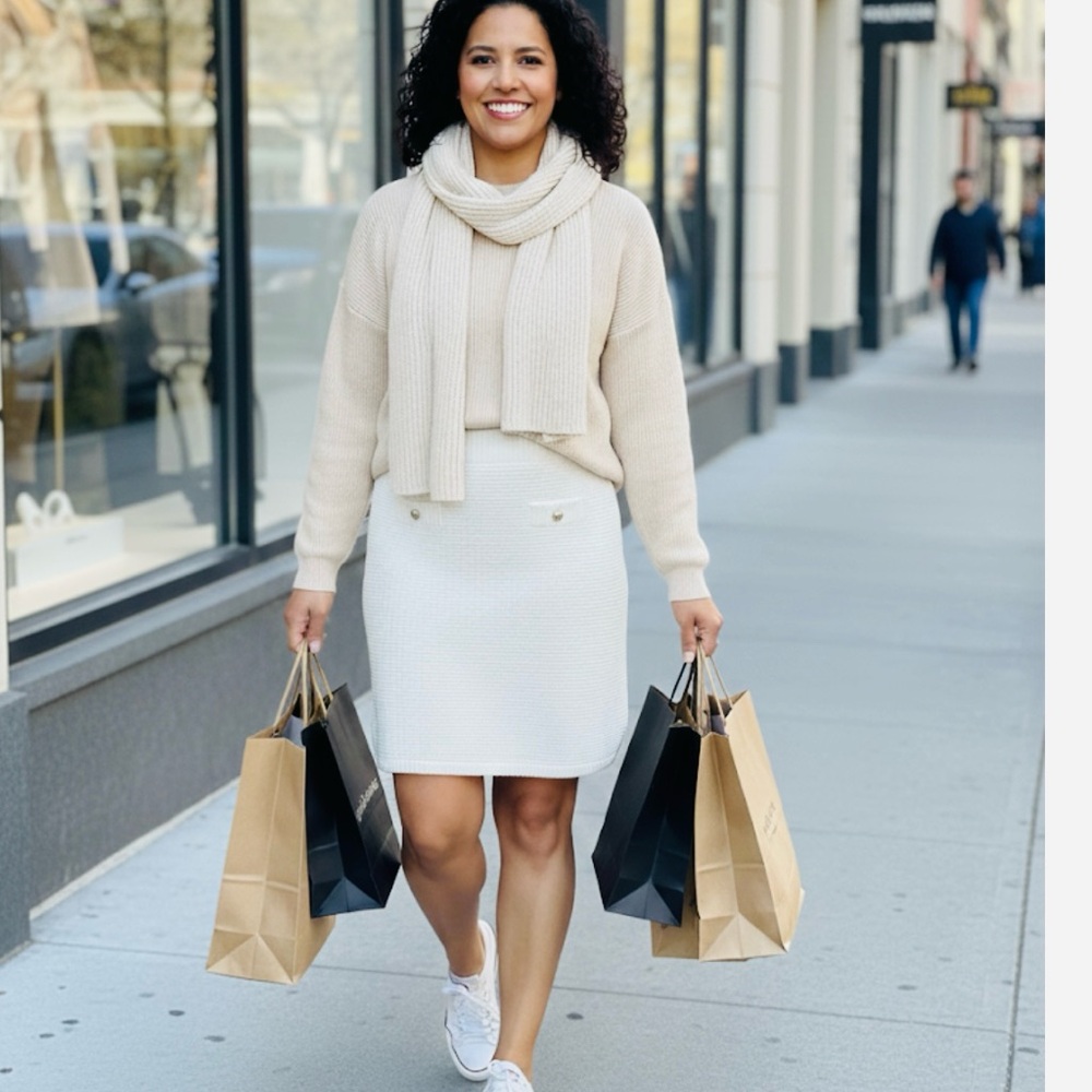 French Connection White Knit Pencil Skirt